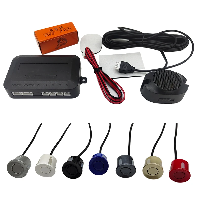 Car 4-Probe Reversing Sensor Car Reverse Parking Detectors With Buzzer Beeps Indicator 12V Car Parking Sensor