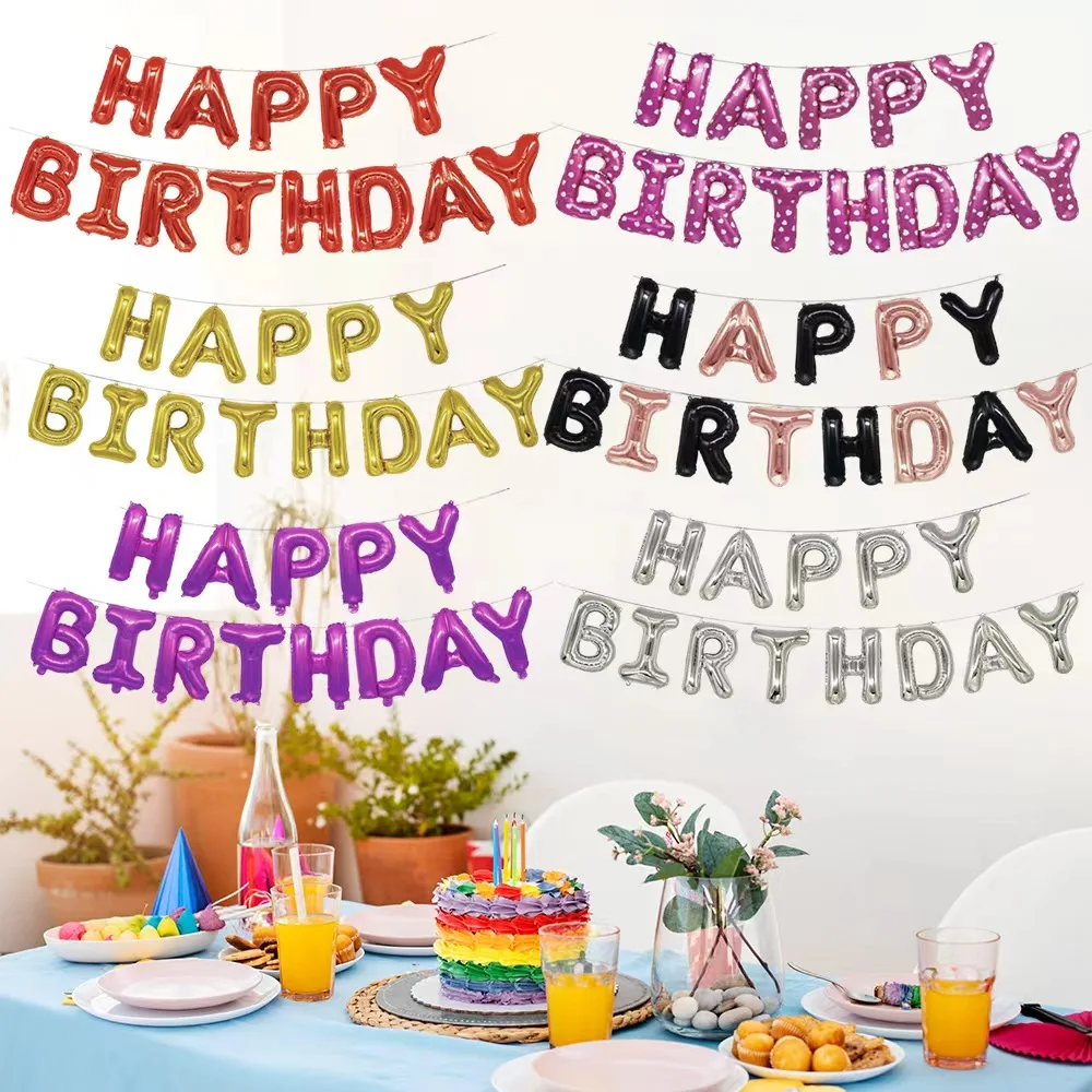 

Happy Birthday Banner kit Mylar Foil Letter Balloon for Kids Adults Birthday Party Background Decor Inflatable Globos Supplies