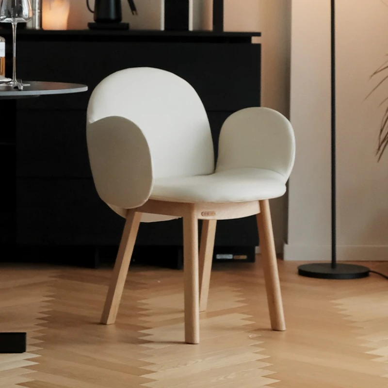 

Dining chair household modern minimalist negotiation makeup chair small apartment microfiber leather backrest