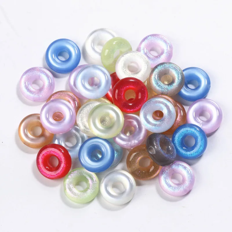 10 Stück 17/25 mm Katzenauge Kreis Harzperlen Golden Light Flows Spacer Perlen für Schmuckherstellung DIY Armbänder Halskette Zubehör