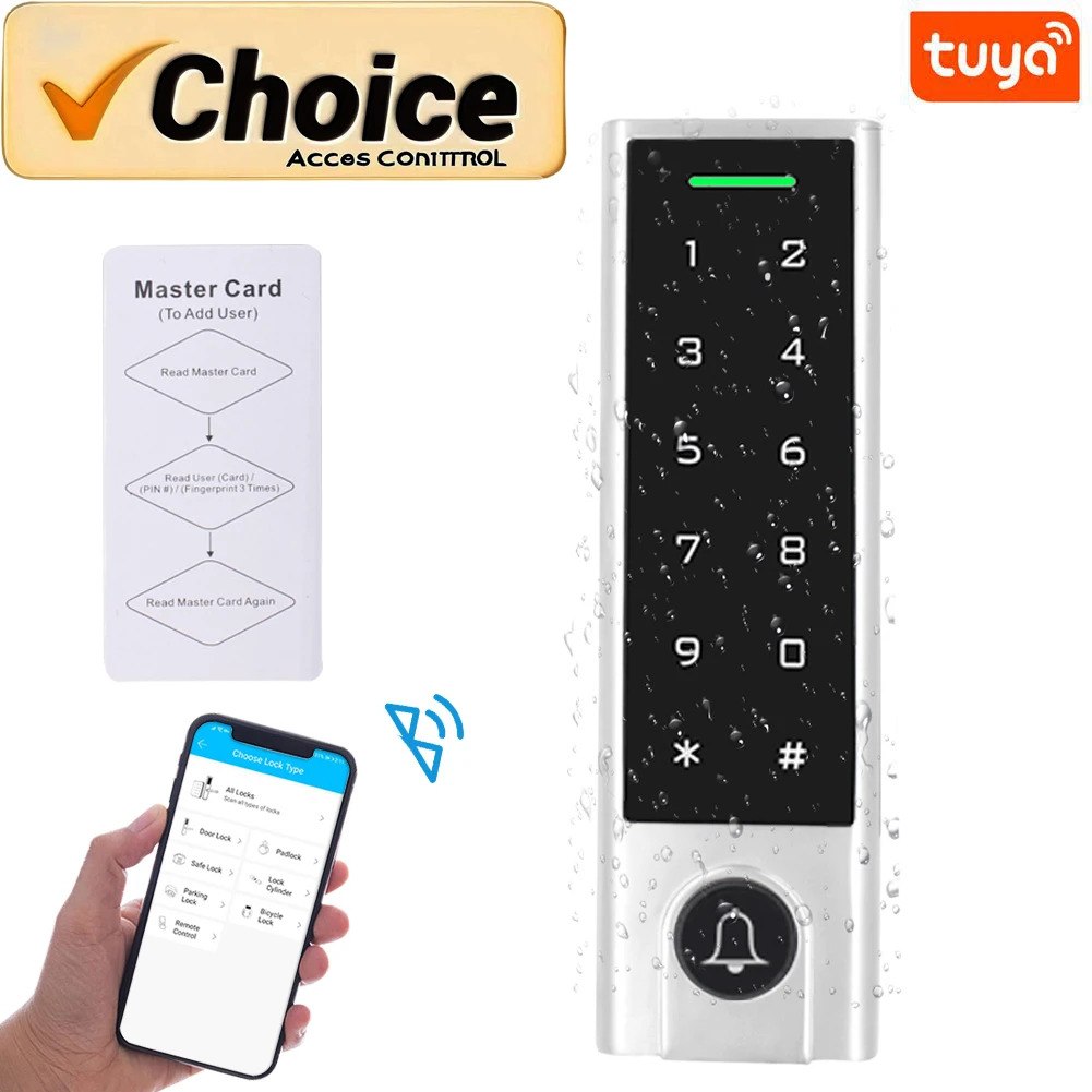 

Tuya Smart Bluetooth Access Control System IP66 125kHz RFID 1000 User App Management & Door Security for Commercial Entry Remote