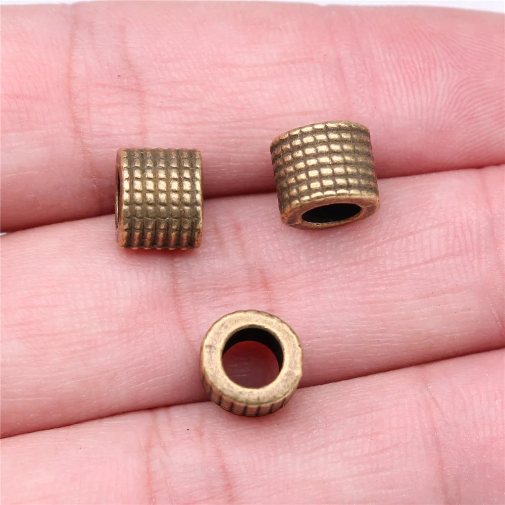 Jewelry Materials Engraved Pattern Tube Spacers Beads Big Hole Beads Handmade Findings 5pcs