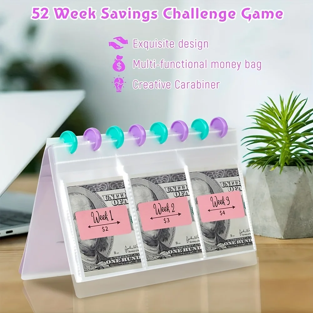 1pc 52 Weeks Money Saving Challenge Binder Envelopes Kit, Fun Budget Binder Book Organg, Budgeting, Money Saving Box Replacement