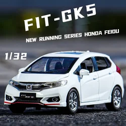 1:32 Honda FIT GK5 Alloy Car Diecast Miniature Sound and Light Pull Back Car Modle Collection Toy Boys Birthday Gift