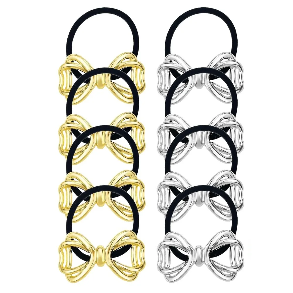 

Irregular Shape Metal Hair Cuff Silver Metal Golden Color Ponytail Holder Geometric Charms Elastic Elastic Hair Band Girls