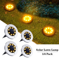 4Pcs LED Solar Garden Lights Outdoor Lighting Floor Lamps 8 LED Underground Deck Light Solar Powered Panel Garden Spot Lights