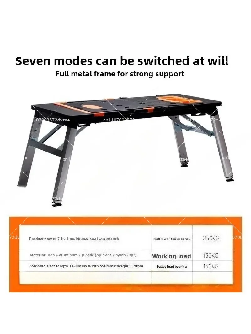Stainless Steel Multifunction Work Table Mobile Workstation with Wheels Folding Ladder DIY Platform for Home & Garden