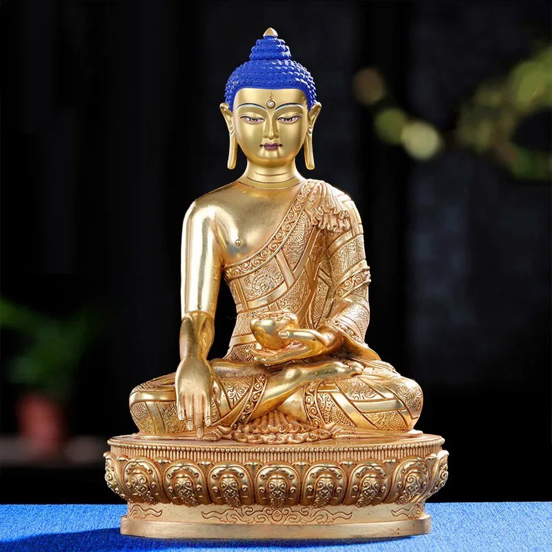 Gilt Bronze Shakyamuni Buddha Statue Ornament7Tibetan Tantric Buddhist Altar for Home Worship of the Tathagata Buddha and the Th