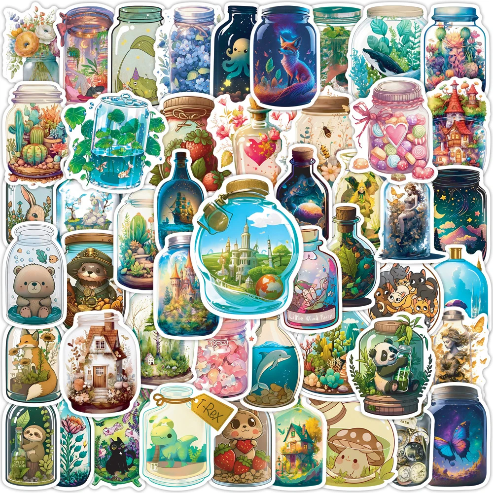 

10/30/50pcs Cute Cartoon Animal World Bottle Stickers Kawaii Anime Sticker Notebook Laptop Fridge Stationery Decals Fun Kids Toy