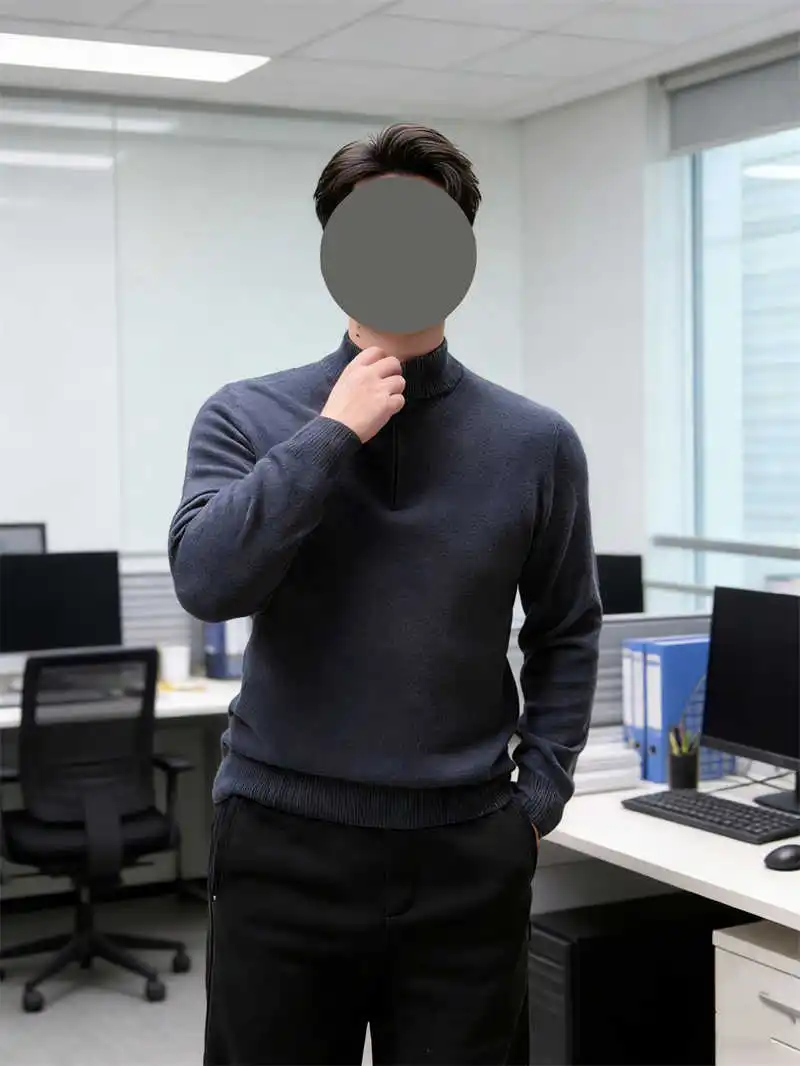 

Ультрамягкий мужской шерстяной свитер на молнии, свободный теплый базовый слой, повседневный свитер с круглым вырезом и длинными рукавами