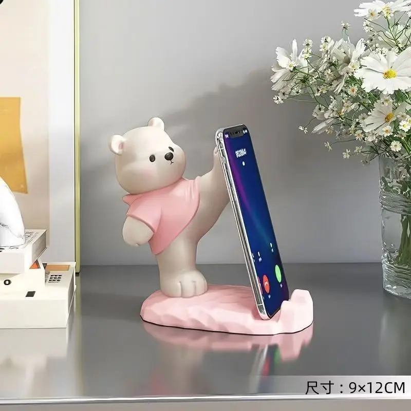 Cute Cartoon Teddy Bear Phone Holder, Capibala Desktop Ornament Office Lazy Drama Tool,Cute Birthday Gift, Home Decoration