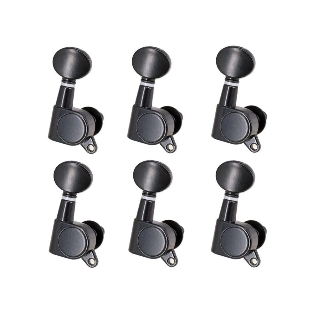 6PCS Professional Metal+Plastic Guitar Tuning Pegs Black Color 6 Right Sealed Machine Heads Tuning Keys For Electric Guitar