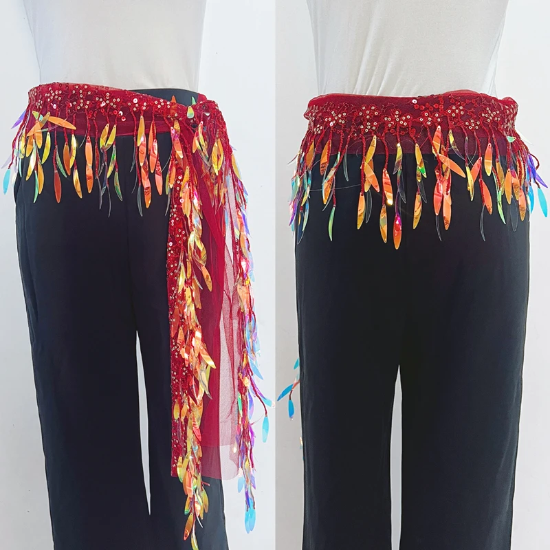 Belly Dance Costume Hip Scarf for Women Sequing Tassel Bellydancing Accessories Wear Belt Oriental Waist Chain Hip Scarves