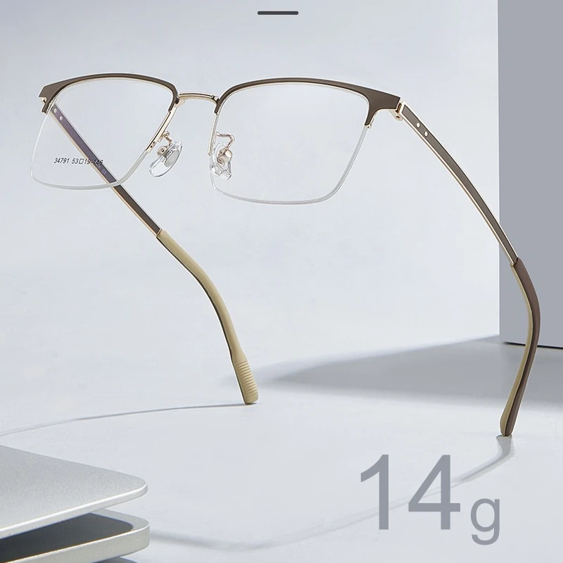 

Fashion Square Prescription Glasses Butterfly Anti Blue Light/Photochromic Half-rimless Optical Eyeglasses for Men 144mm Wide