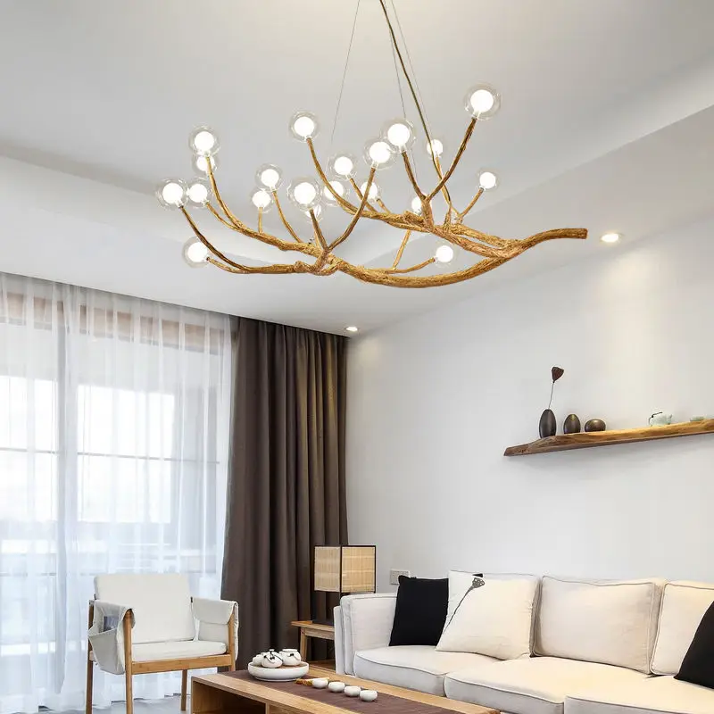 枝を彷彿とさせる樹脂製の吊り下げ式ledシーリングライトヴィンテージデザイン室内照明装飾的なシーリングライトリビングルームベッドルームホテルバーに最適です。