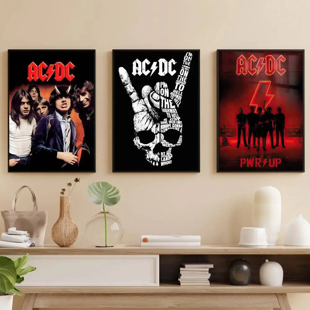 

A-AC Back in Black D-DC Poster Self-adhesive Art Waterproof Paper Sticker Coffee House Bar Room
