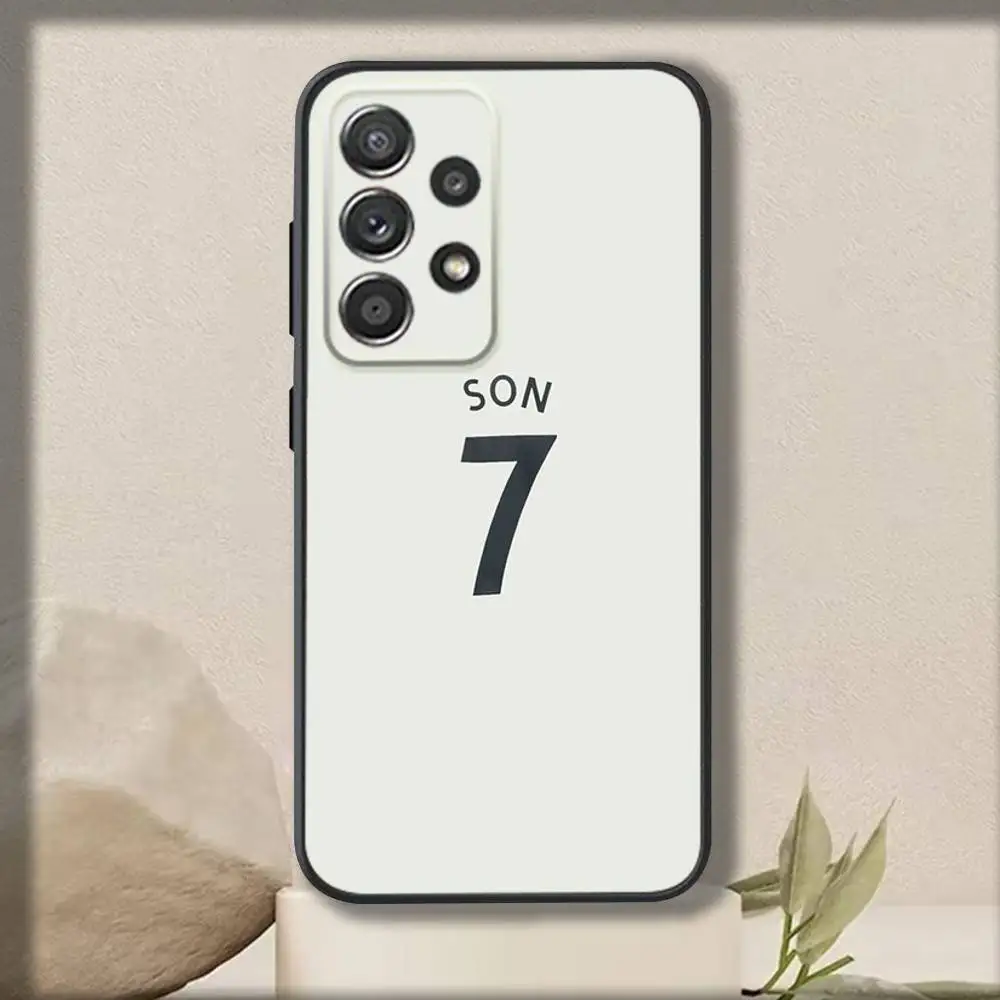 حافظة هاتف Soccer S-ons H-Heungs M-Mins لهاتف سامسونج S 25,24,23,22,30,21,10,9,Ultra,Plus,Lite,FE,4,5G حافظة سوداء ناعمة