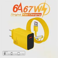 67W USB Charger 6A EU Fast Charger for Xiaomi 12 13 14 Ultra Redmi Note 11T 12T 13 POCO X4 X5 X6 Pro Type C USB Charging Cable