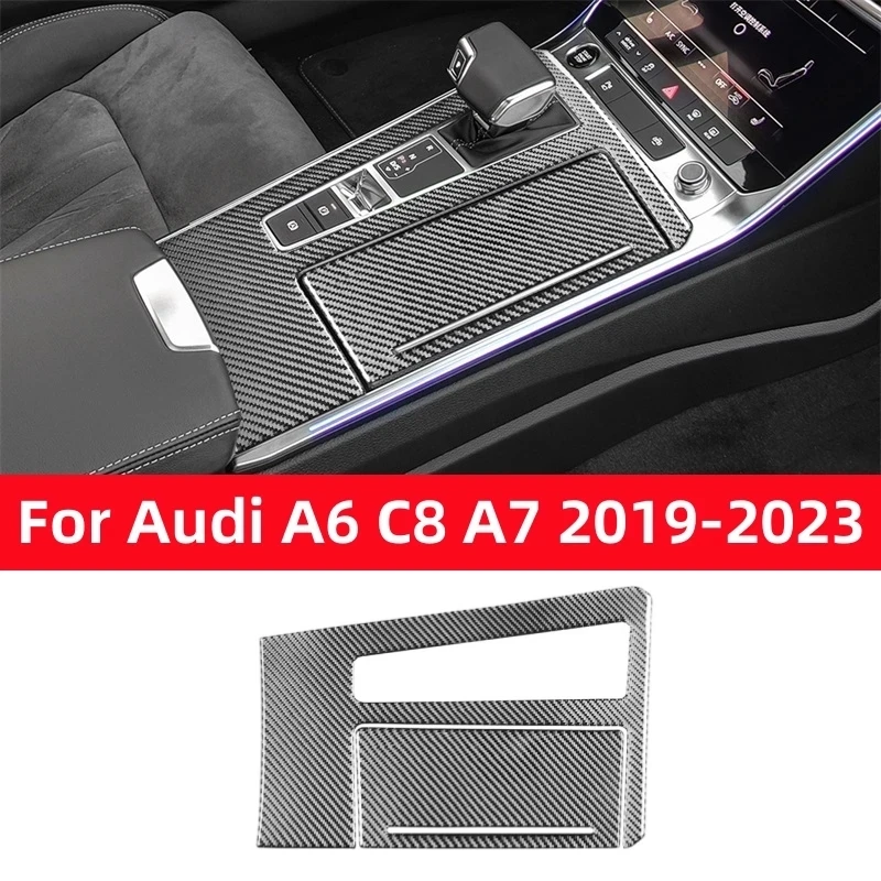 

Carbon Fiber Color Center Console Gear Shift Panel Decoration Cover Trim 2Pcs For Audi A6 C8 2019 LHD Car Styling Accessories