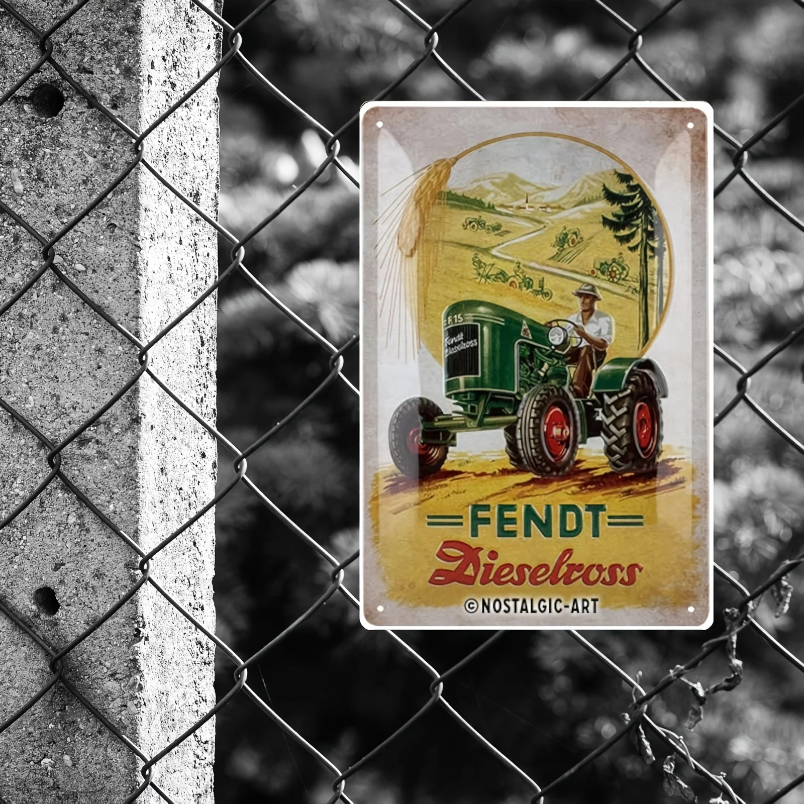 Vintage Fendt Dieselross Metal Sign - Retro Green,Red Classic Tractor Decor,  Rustic Wall Art for Home, Garage, or Outdoor Use, 