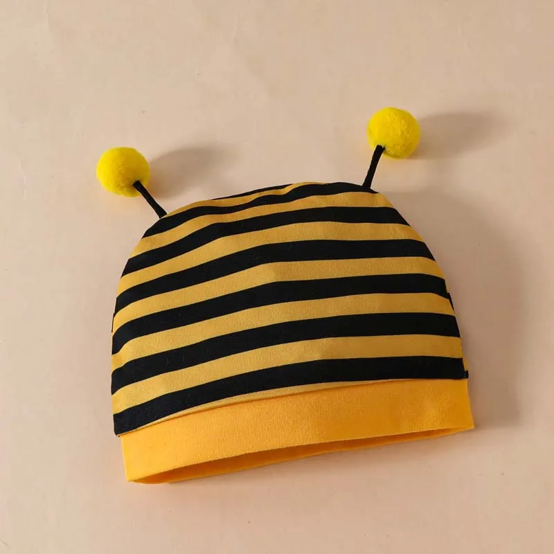 3 pçs bonito meninos bebê meninas conjunto de manga longa abelha carta bodysuit onesies calças listradas chapéu conjunto roupas de bebê