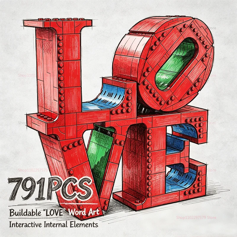 

791PCS Love Sculpture Building Blocks Set DIY Model for Adults and Teenager Creative assembly Ornaments Toys Gifts for Birthdays