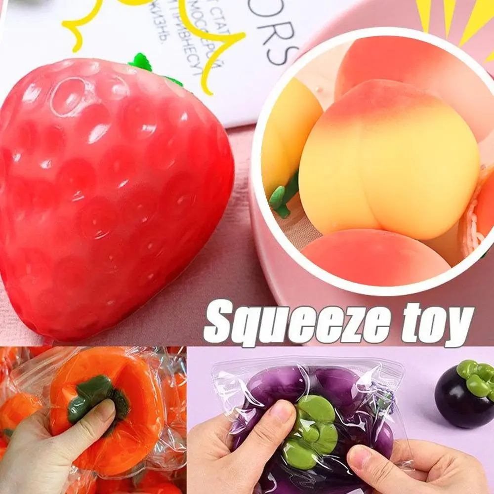 Funny Fruit Shape​​ Squeeze Toy Release Emotion Stretchable ​​ Anti-Stress Squeeze Toy​​ ​​Non-Toxic & Safe​​ Soft & Durable