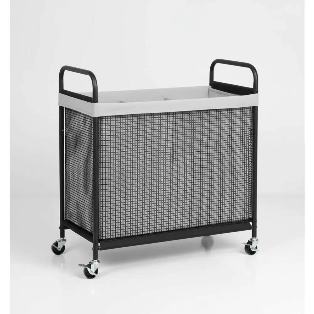 

3-Section Rolling Laundry Hamper with Wheels, Removable Washable Bags, 120L Capacity Organizer Cart for Bedroom Bathroom