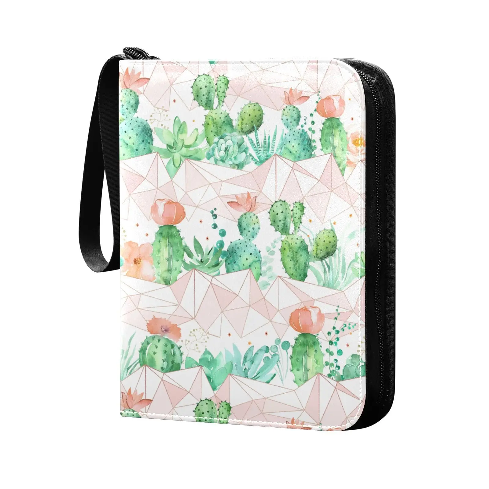 Cacti Flower Cactus Pink 4 Pocket Card Binder 400 Double Sided Pocket Album for Sport Game Cards Unique Card Collection Storage