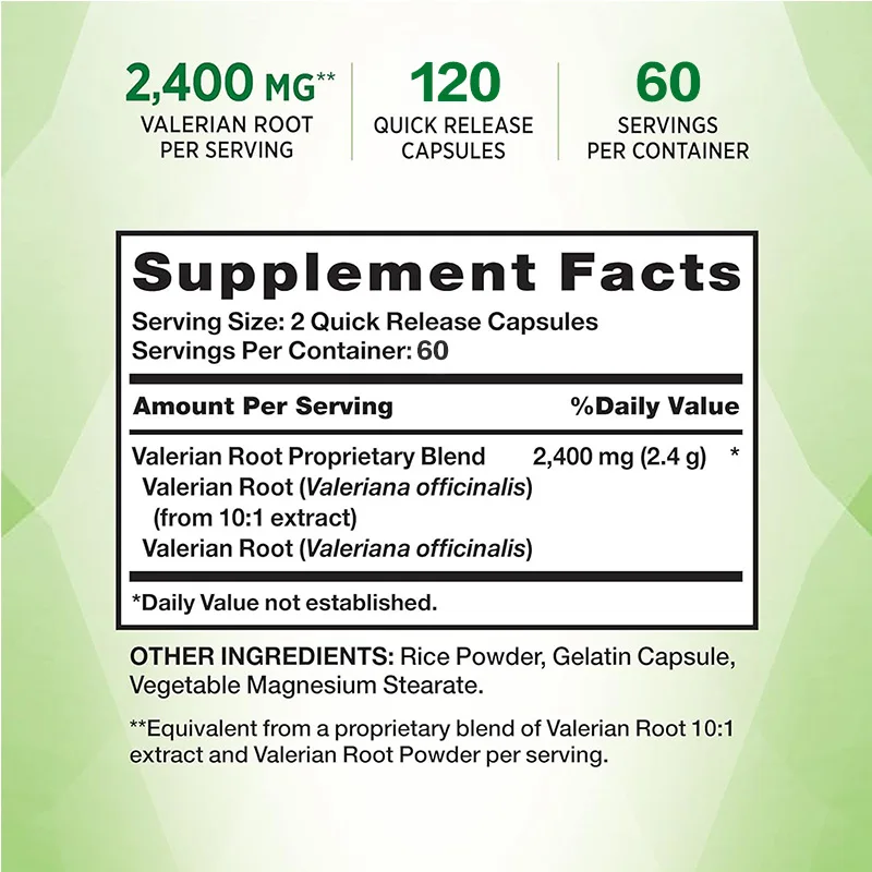 Valerian Root Capsules - Sleep Aid, Improve Sleep Quality, Relieve Stress, and Improve Mood