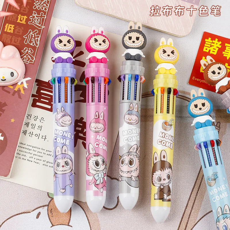 Labubu Ballpoint Pen 6/36pcs Cartoon 10 Color 0.5mm School Student Stationery Draw Wrirte Mark Pen Student School Office Gift