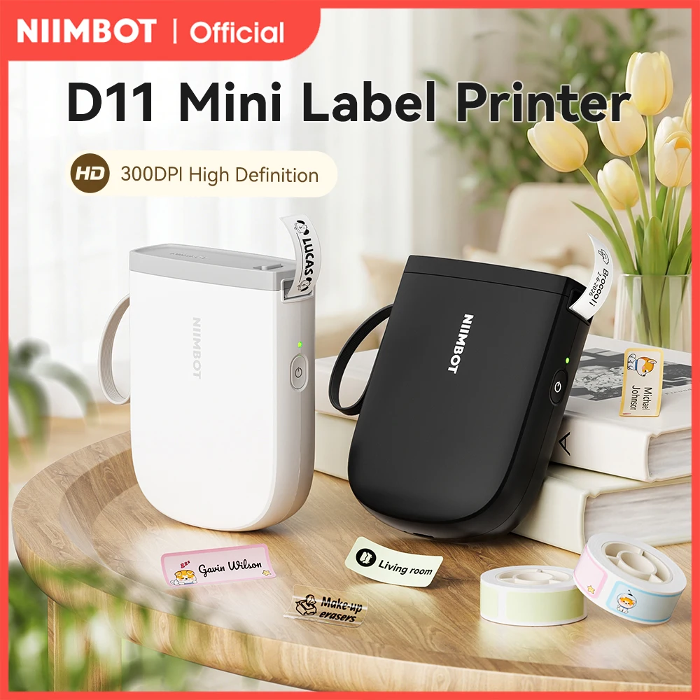 NIIMBOT D11 nowa wersja drukarki etykiet Mini przenośna 300 DPI Bluetooth bezprzewodowa drukarka etykiet etykieta z imieniem naklejka kuchenna PrintingMaker