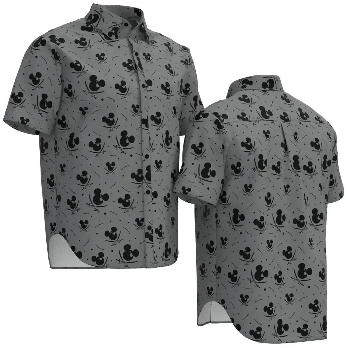 ديزني قميص هاواي قصير الأكمام ، ميكي ماوس ، سيف القراصنة معصوب العينين أزياء ديزني لاند #3