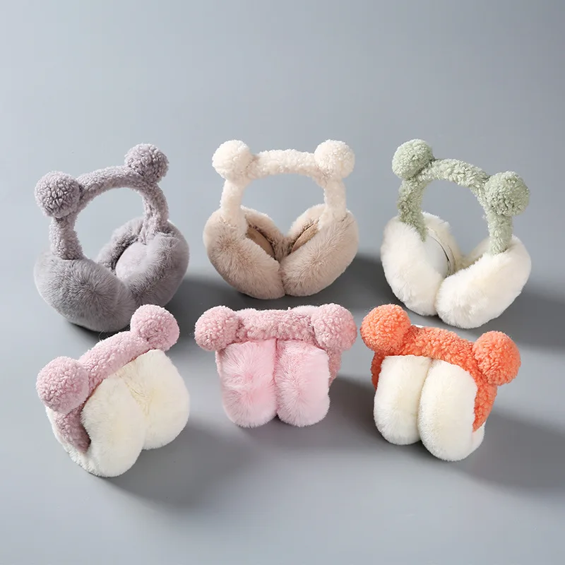 Warm Earmuffs Winter Rabbit Ears Plush Foldable Portable Cold-proof Warm Earmuffs Orejeras Plegables Складные Наушники 귀마개를 접다