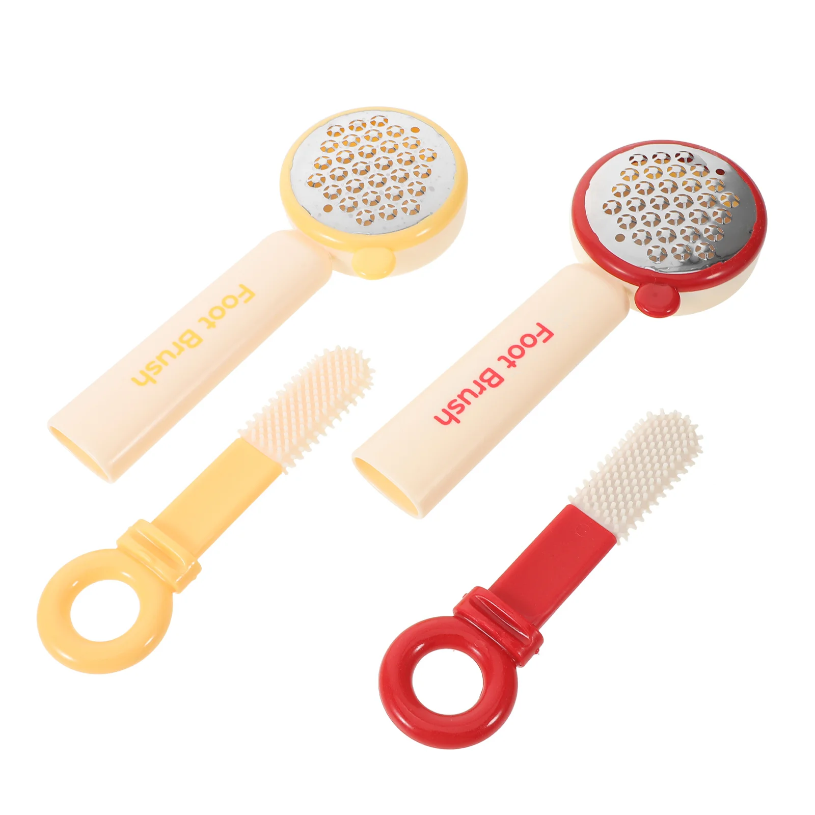 2 Stuks Voet Scrubber Voor Dode Huid 3In1 Teen Reinigingsborstel Rood Geel Douche Peeling Tool Eelt Remover Pedicure accessoire