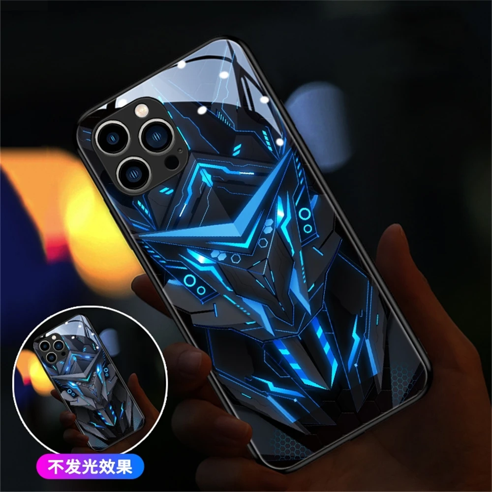 

Super Cool Armor Design LED Light Phone Case For iPhone 15 14 13 12 11 Pro Max X Xr Xs 6 7 8 Plus SE2020 Glass Shockproof Cases