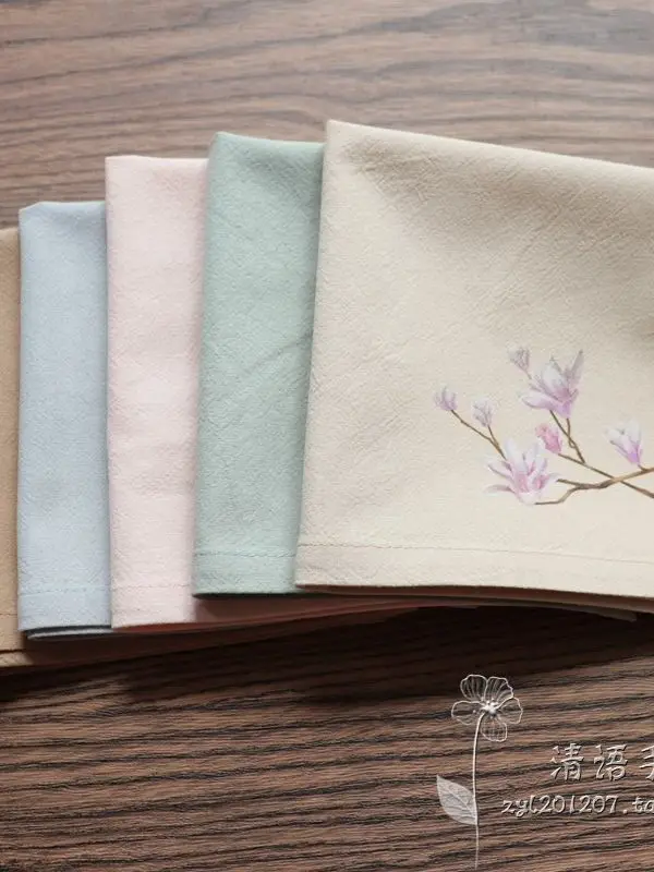 Traditional Chinese Hanfu Style Magnolia Print 100% Cotton Soft Absorbent Square Handkerchief Portable Hankies For Women Kids