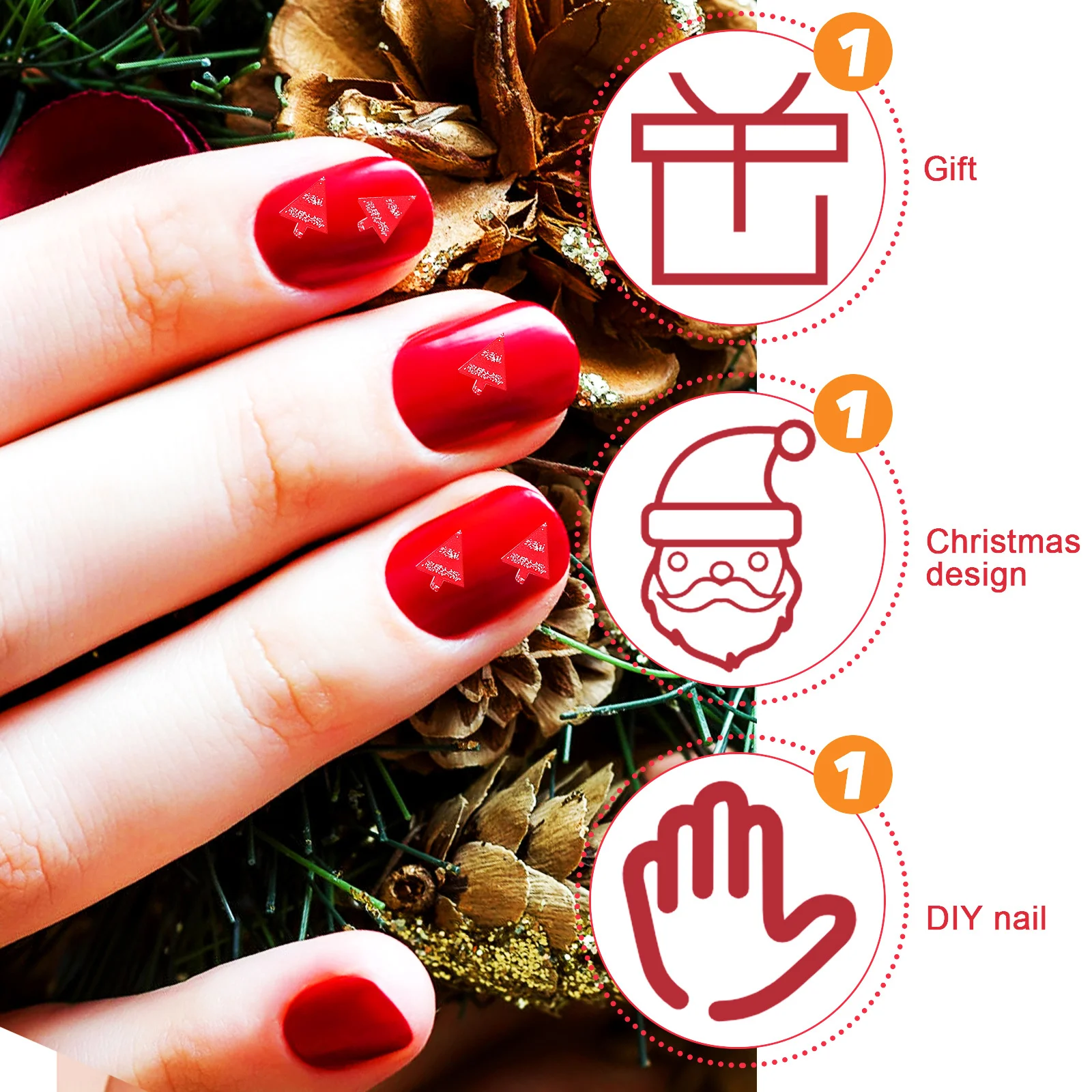 

5 листов рождественские обертывания для ногтей, накладные ногти, сделай сам, рождественские маникюрные наклейки, прочные натуральные накладные ногти, накладные ногти