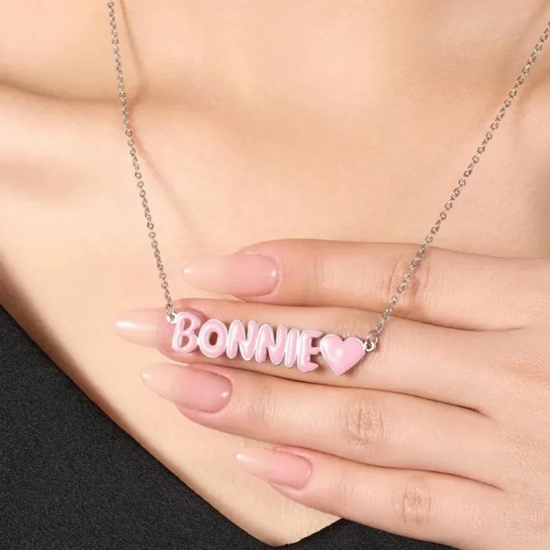 Roro's Custom Enamel Bubble Name Necklace Customzied 3D Colorful Bubble Letter Jewelry Colorful Name Necklace for Her