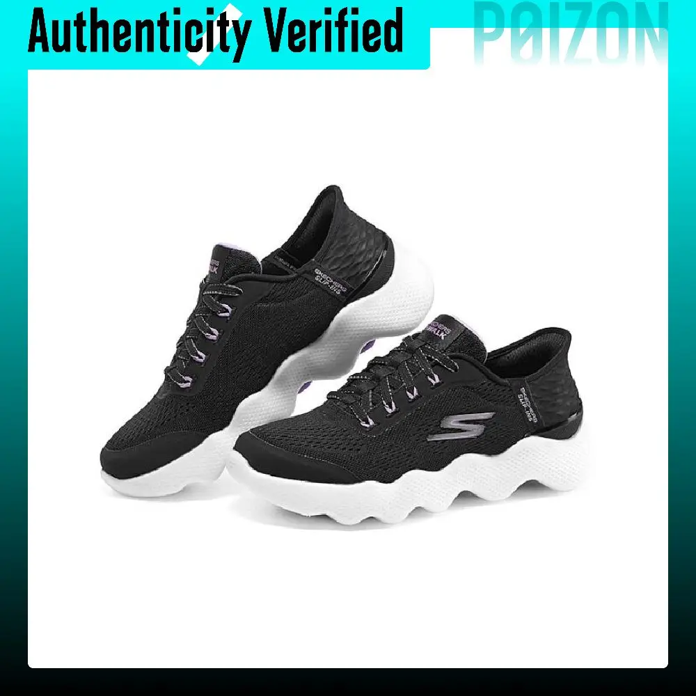 Skechers Go Walk Massage Fit Walking Shoes Women's Low-top Black/White/Purple 124916-BKLV view 5