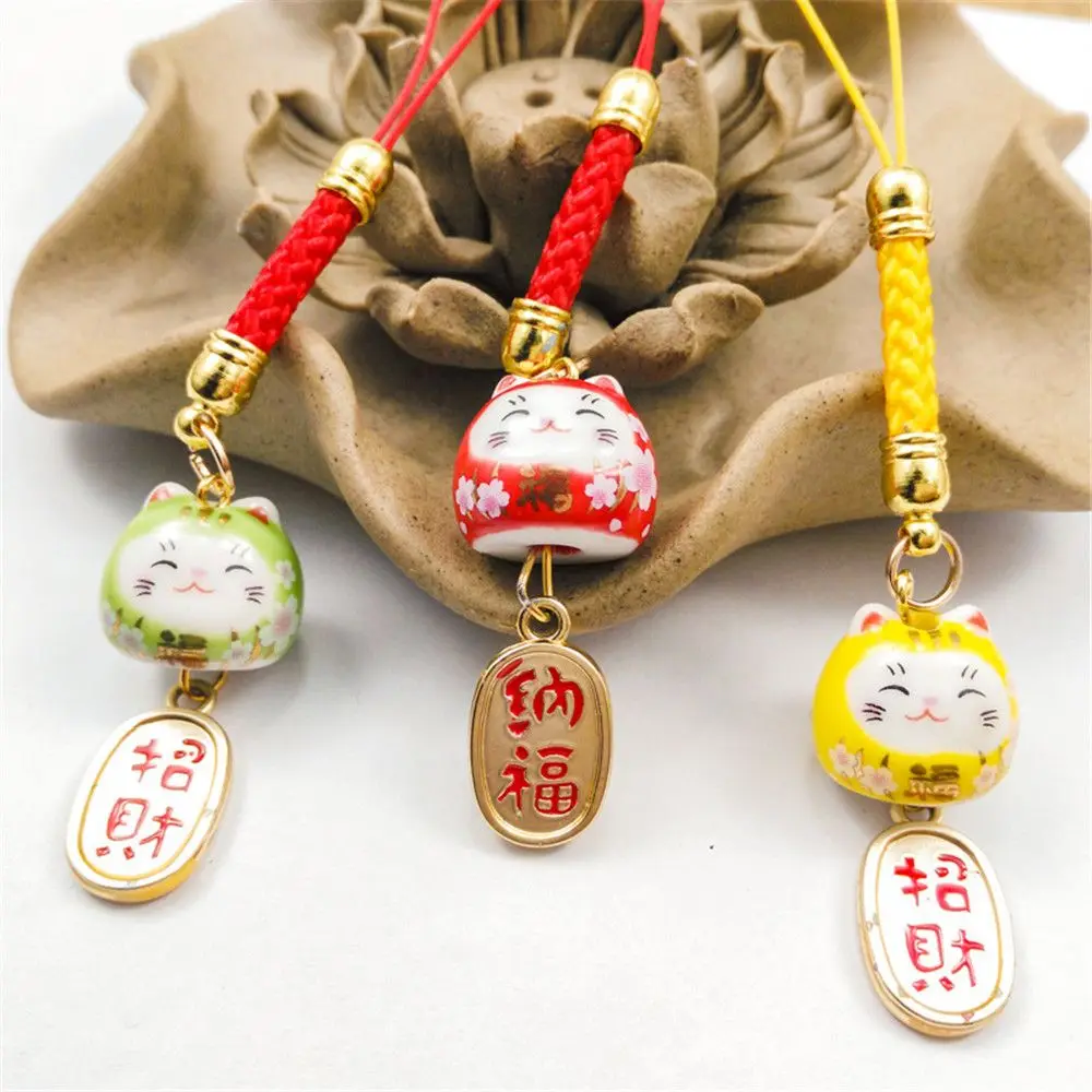 Touw Decor Hang Japanse Tas Accessoires Telefoonriemen Lucky Cat Telefoon Sleutelriem