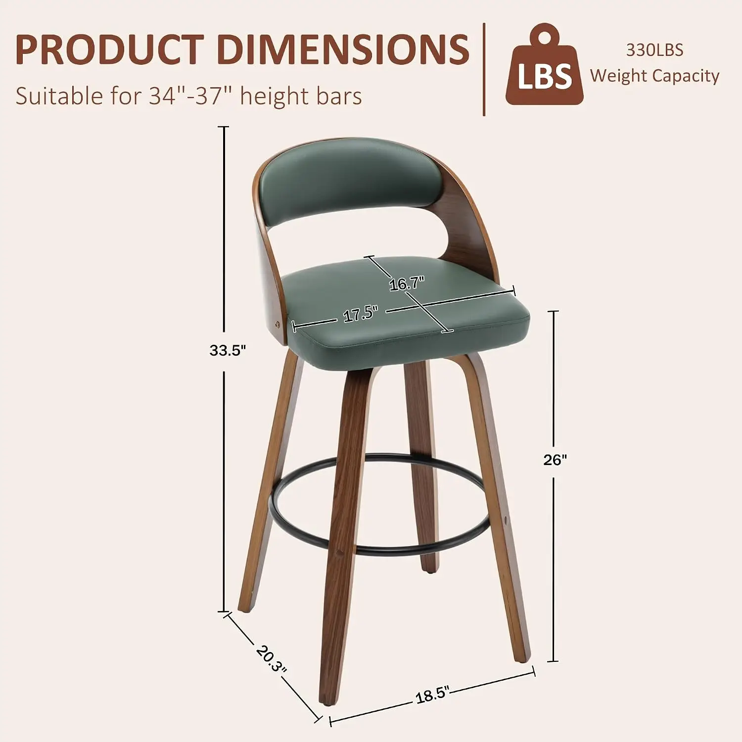 Swivel Bar stools Set of 3 Bar Chairs 26