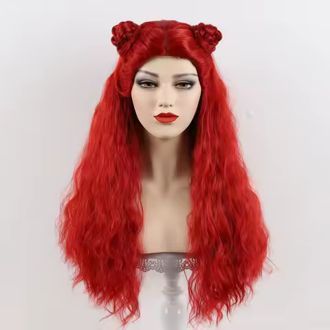 Mermaid Long Curly Anime Cosplay Headset Descendants 4 Red Movie Character Wig Halloween Party Party Dress Up Headwear Wig
