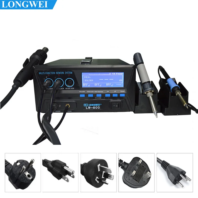 Longwei LW-800 Lead-free Anti-static Soldering Station 800W Welding Tin Suction Machine Three in One Advanced Maintenance System