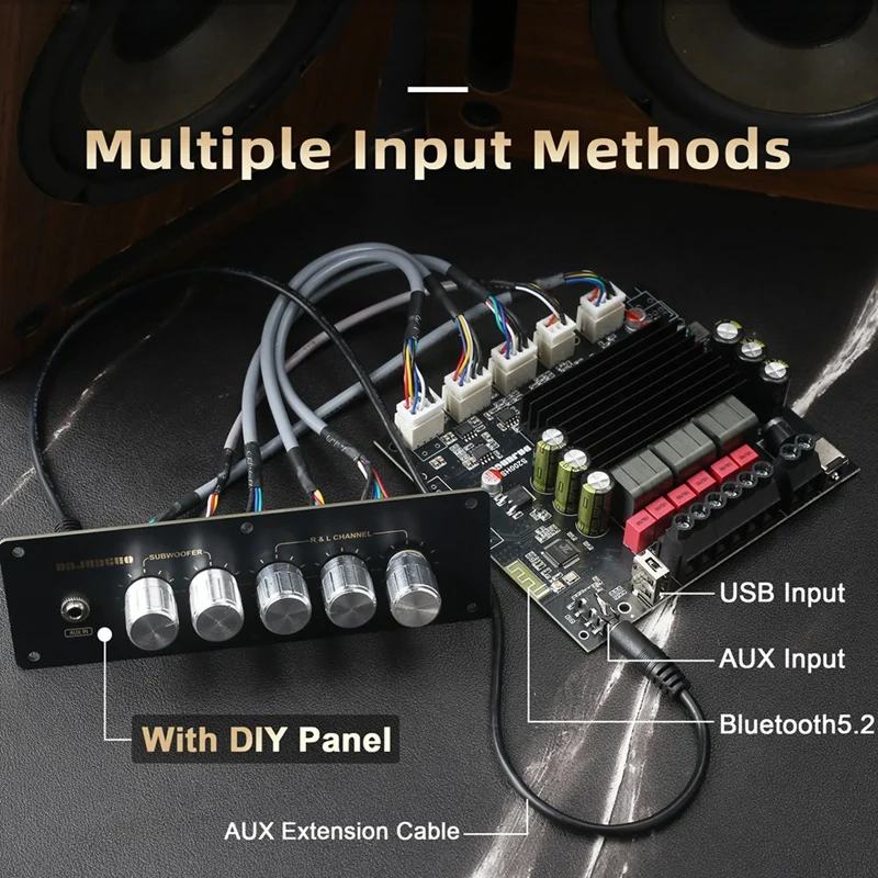 A16Q-NEW S200HS-W Bluetooth 5.2 Subwoofer Digital Amplifier Board 2.1 Channel 100W+100W+200W Wide Voltage 12-24V Stereo Hifi