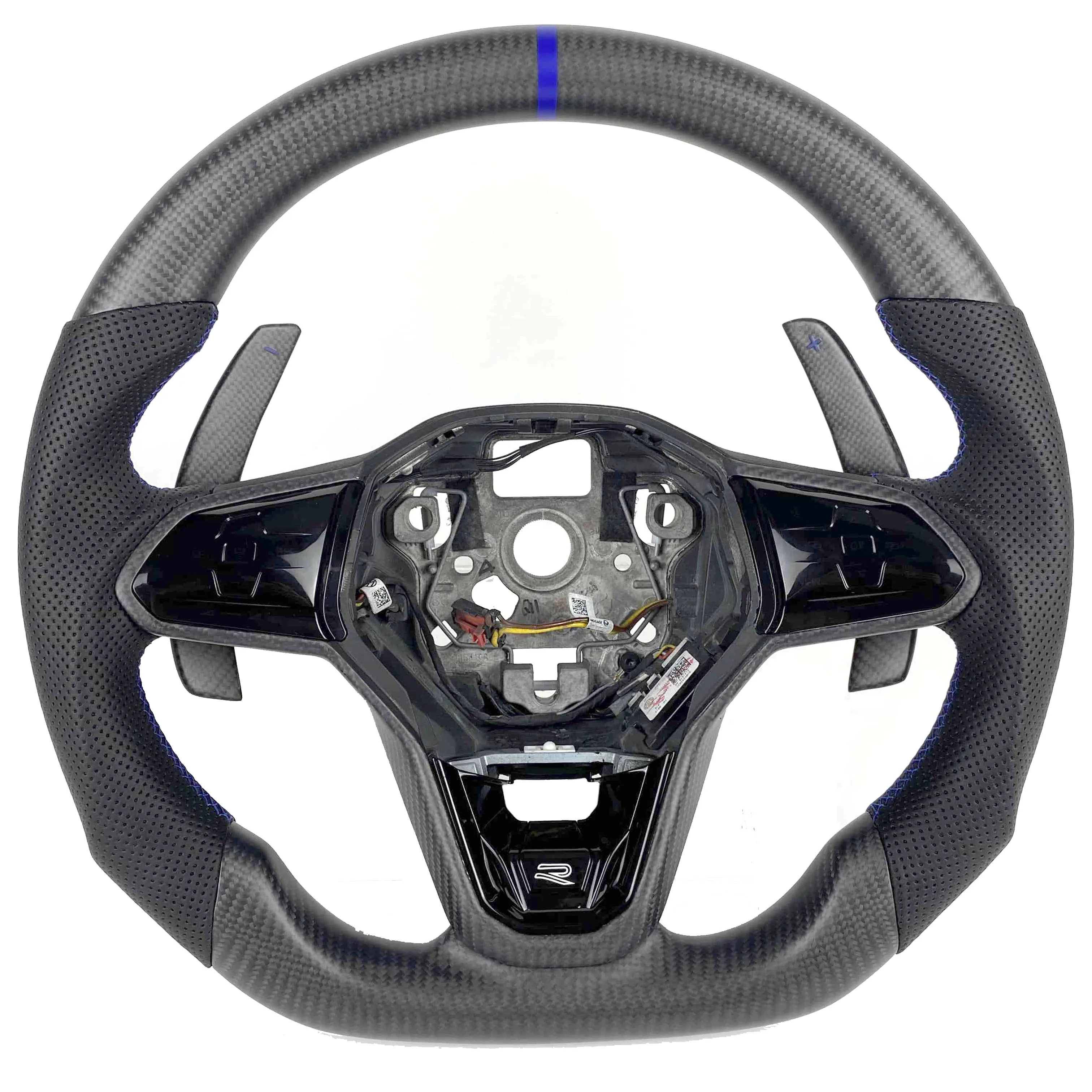 

Customized matte carbon fiber Series steering wheel perforated leather blue sport style for The Volkswagen Golf 8 GTI R MK8