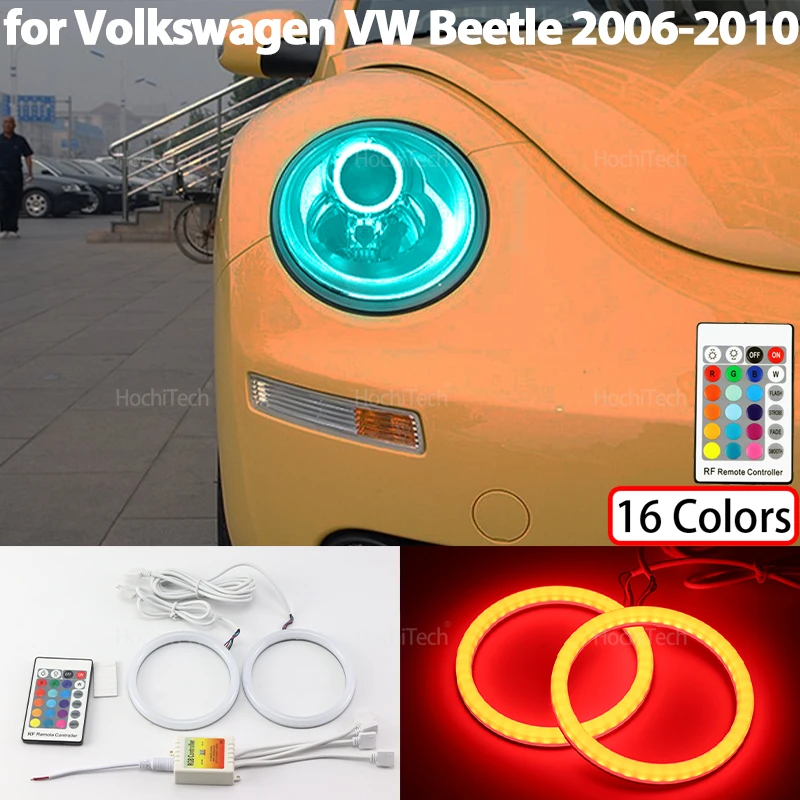 

For Volkswagen VW Beetle 2006 2007 2008 2009 2010 16-Color RGB Cotton LED Headlight Angel Eyes Ring Lamp Remote Control Light