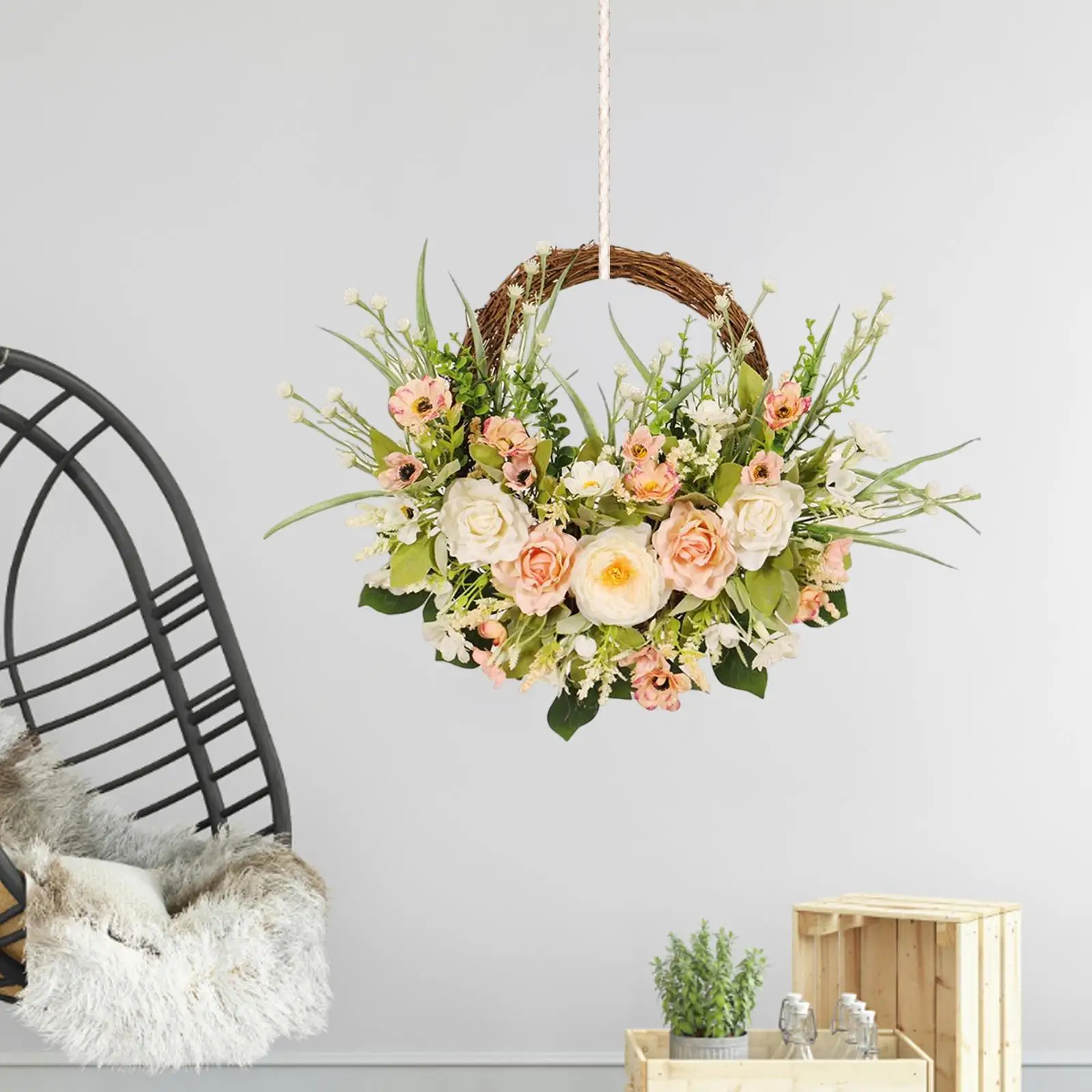 

Front Door Artificial Flower Wreath Floral Decor Garland for Home Garden Wedding Party Decorations