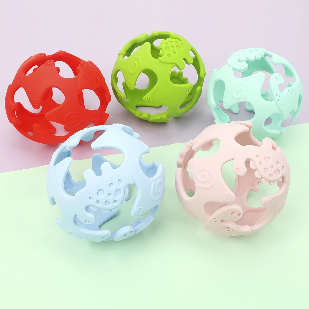 

Baby Soothing Chewing Toy Infant Baby Teether Food Grade Silicone Ball Shape Molar Rod Dental Care For Baby Care Accessories