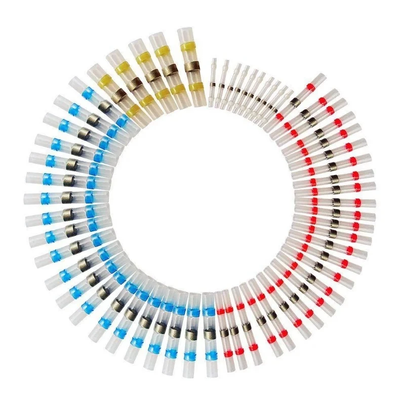 Anneau de soudure thermorétractable étanche, borne moyenne, rouge, bleu, 300, blanc, 70, jaune, 30, 100 pièces